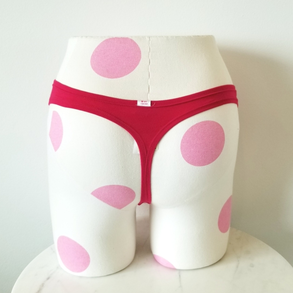Victoria's Secret PINK Vintage Low Rise Thong Panty Black Bows Ruching NWT - Picture 3 of 12